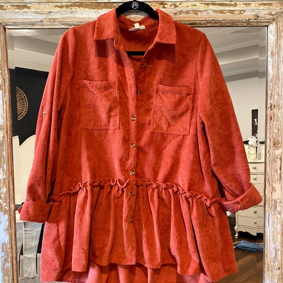 easel Tops Easel Orange Corduroy Top Poshmark